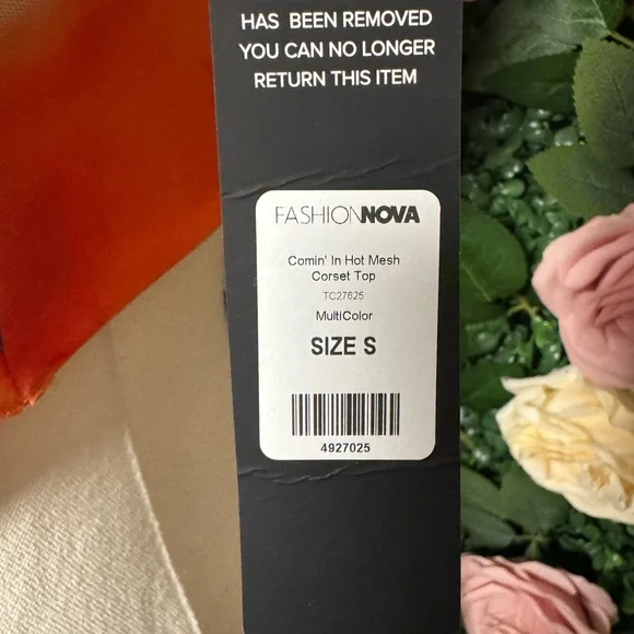 Bright Orange Multi-Color  Crop Corset with Tie Back - Picture 6 of 6